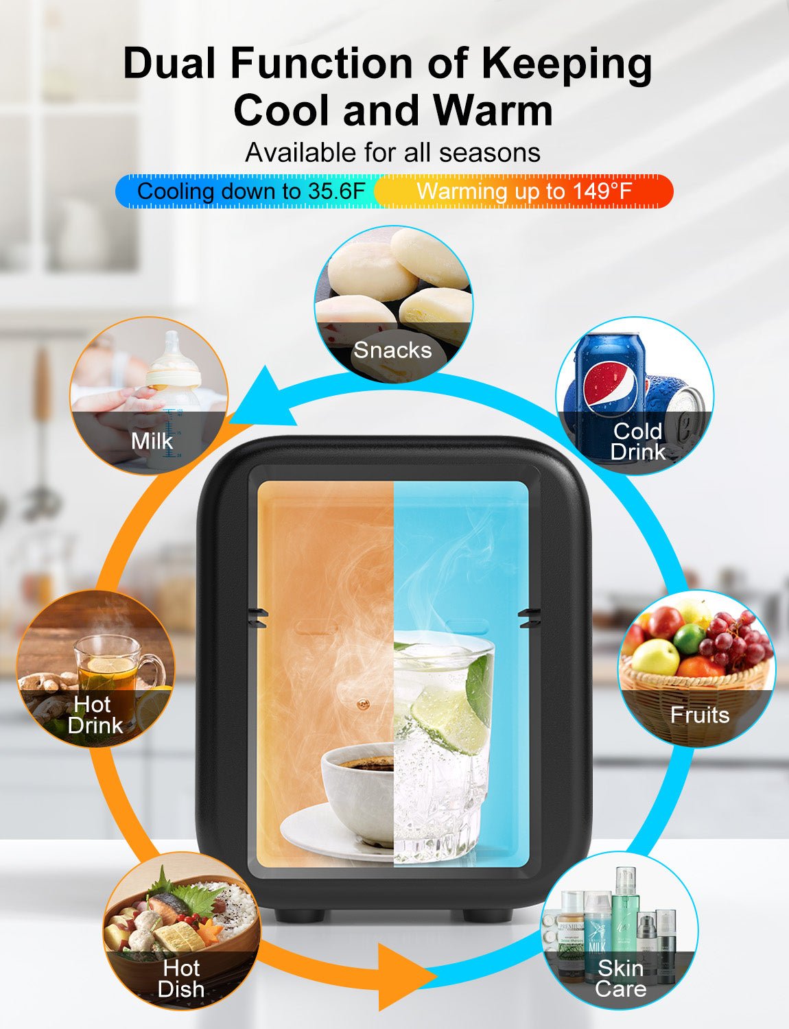 crownful mini fridge, 4 liter/6 cans portable skincare fridge black crownful mini fridge, 4 liter/6 cans portable skincare fridge black