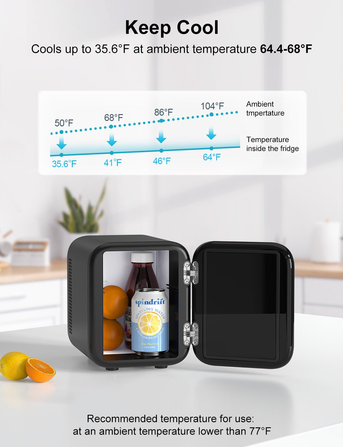 crownful mini fridge, 4 liter/6 cans portable skincare fridge black crownful mini fridge, 4 liter/6 cans portable skincare fridge black