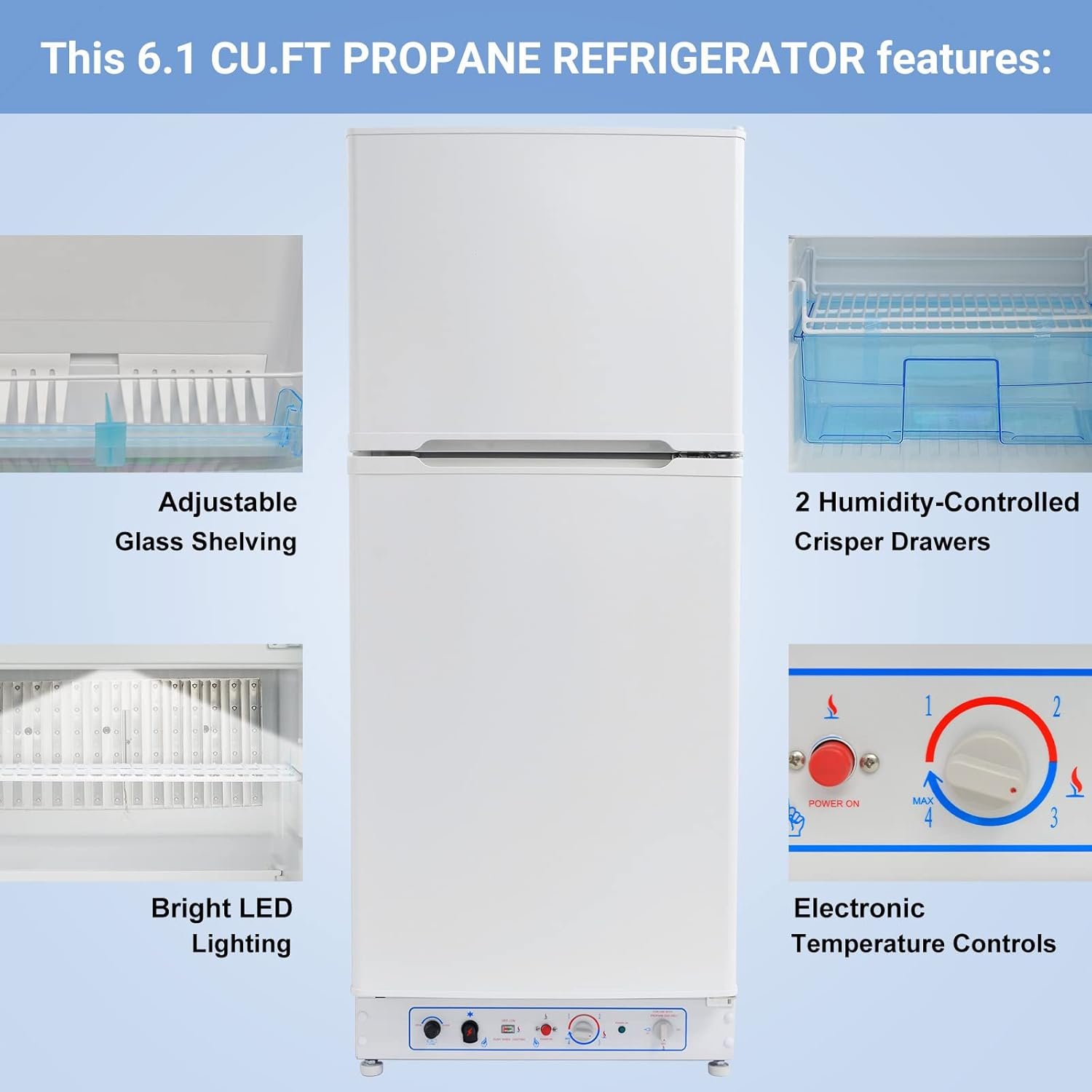 smad propane refrigerator off grid. 6.1 cu.ft propane fridge with freezer for cabin. boat. lpg/110v 2 way rv refrigerator with reversible door. white smad propane refrigerator off grid. 6.1 cu.ft propane fridge with freezer for cabin. boat. lpg/110v 2 way rv refrigerator with reversible door. white