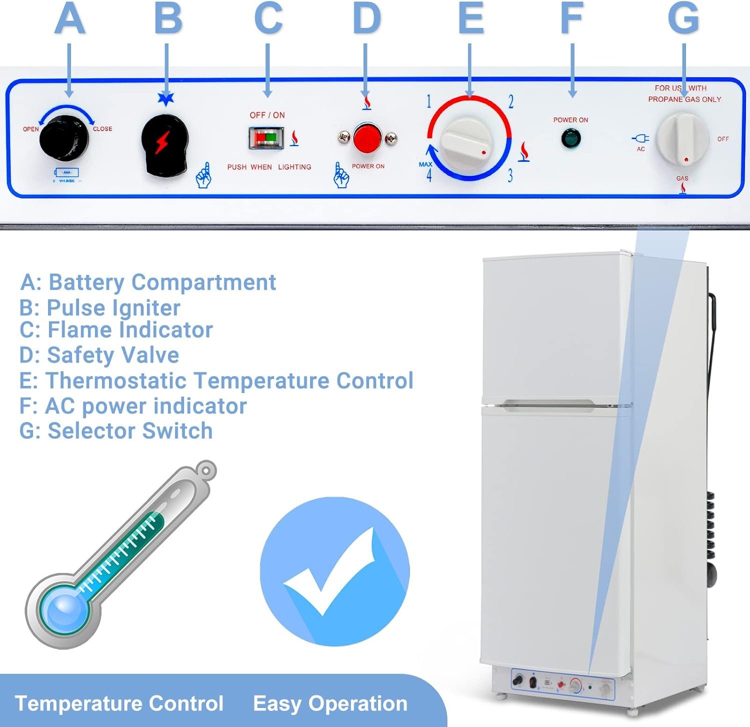 smad propane refrigerator off grid. 6.1 cu.ft propane fridge with freezer for cabin. boat. lpg/110v 2 way rv refrigerator with reversible door. white smad propane refrigerator off grid. 6.1 cu.ft propane fridge with freezer for cabin. boat. lpg/110v 2 way rv refrigerator with reversible door. white
