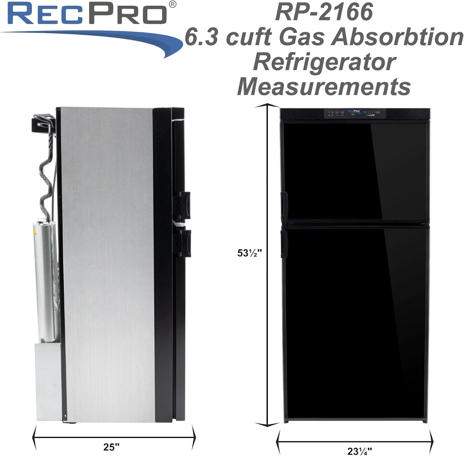 recpro rv refrigerator 6.3 cubic feet gas and electric | black or stainless finish | 110v / 12v / propane gas | (black finish) recpro rv refrigerator 6.3 cubic feet gas and electric | black or stainless finish | 110v / 12v / propane gas | (black finish)