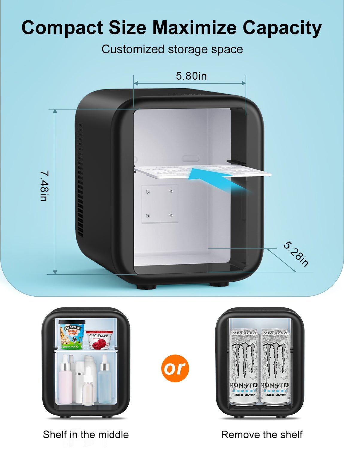 crownful mini fridge, 4 liter/6 cans portable skincare fridge black crownful mini fridge, 4 liter/6 cans portable skincare fridge black